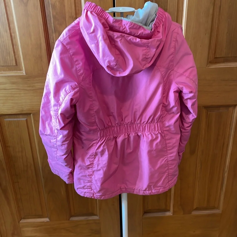 Lands End girls pink coat zipper. Parka. Large 14 - Picture 2 of 15